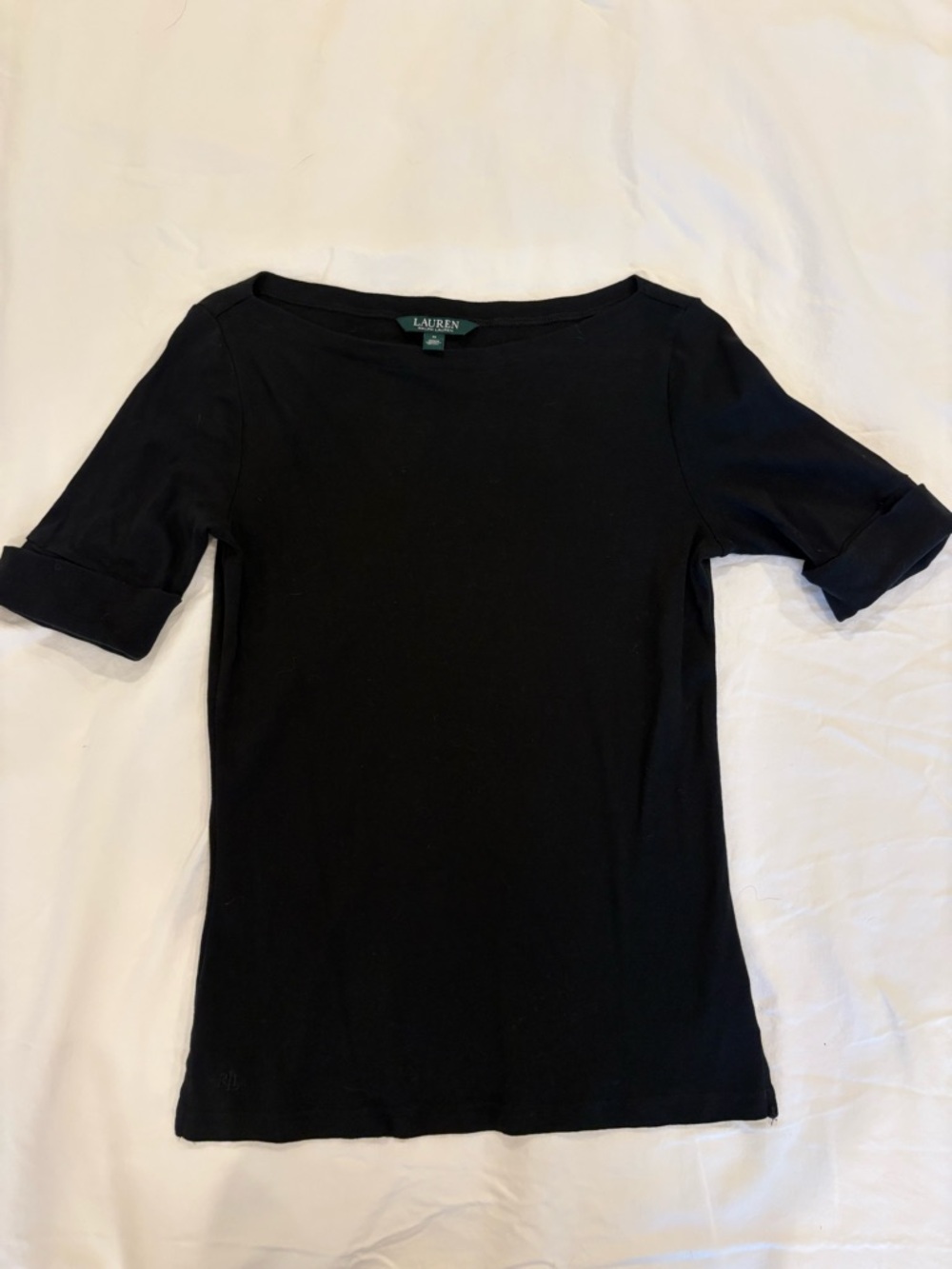 Ralph Lauren Black Short Sleeve Boatneck Tee Size M